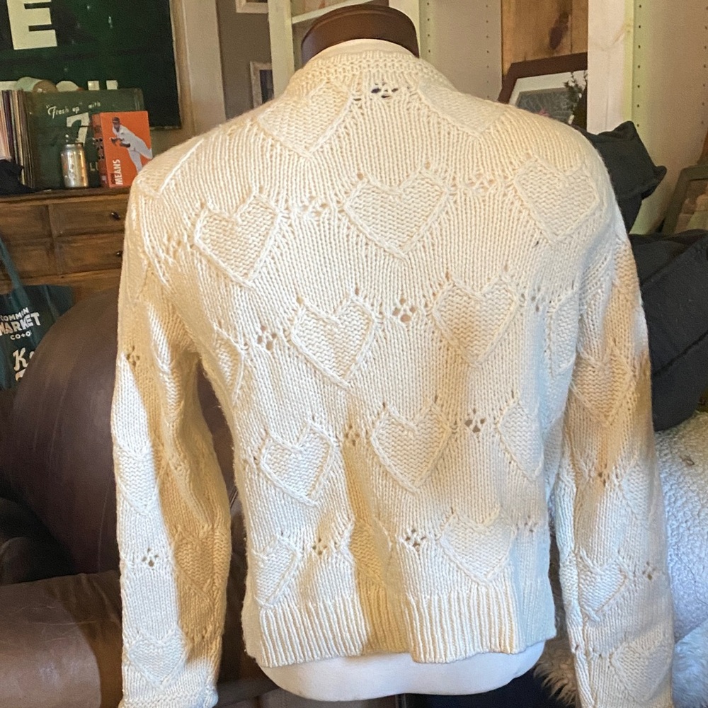 Coach Cream cable knit Sweater with Red Heart - Picture 6 of 6